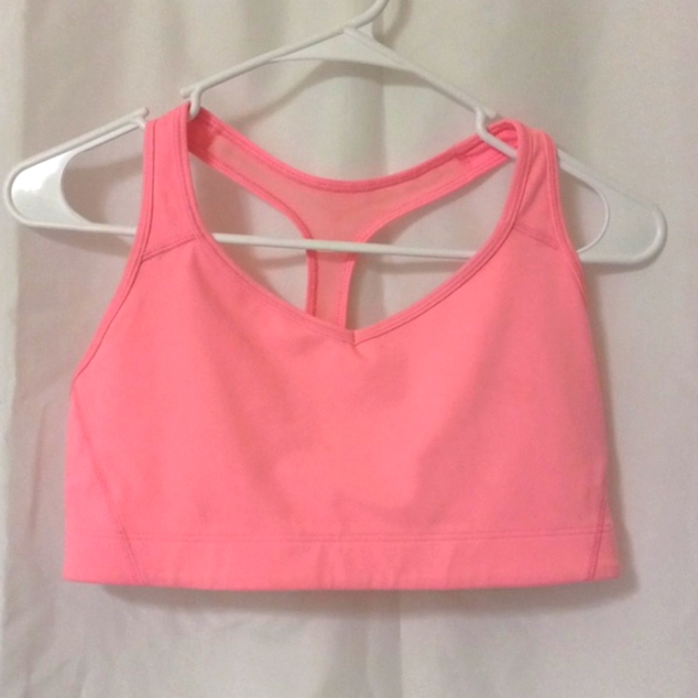The Player VICTORIA'S SECRET VSX Sports Bra Hot Pink Sz L Logo Racerback